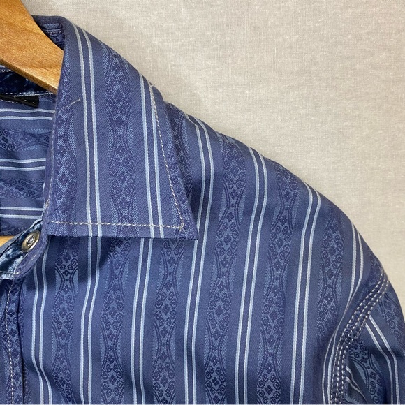 Age Of Wisdom Shirt Pearl Snap Men’s Blue 70’s Vibe Size Medium - Picture 2 of 11
